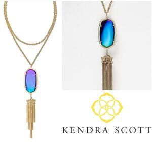 RARE Kendra Scott Rayne Purple/Iridescent Black Tassel Pendant Necklace